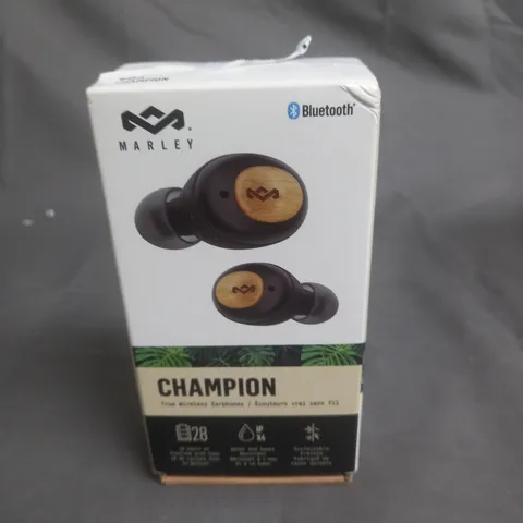BOXED MARLEY CHAMPION TRUE WIRELESS EARPHONES - BLACK