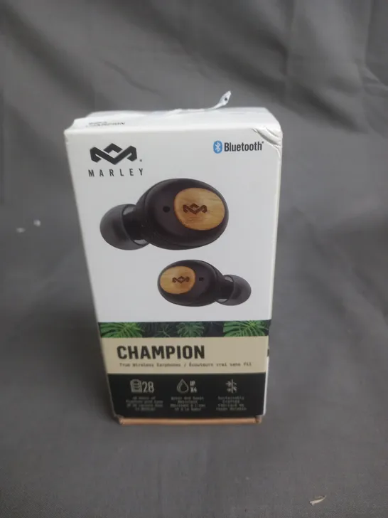 BOXED MARLEY CHAMPION TRUE WIRELESS EARPHONES - BLACK