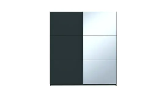 BOXED DESIGNER CHICAGO 2 DOOR SLIDING 1 MIRROR, WARDROBE ANTHRACITE (4 BOXES)