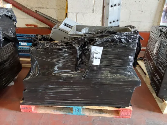 PALLET OF ASSORTED ELECTRICALS AND CONSUMER PRODUCTS TO INCLUDE; PRINTERS, BOX OF ASSORTED JABRA HEADPHONES, ASSORTED COMPUTER COMPONENTS ECT.