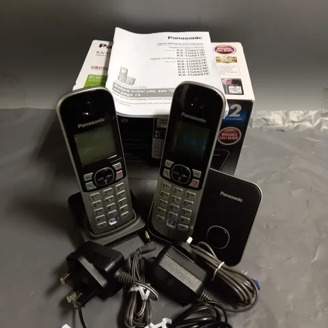 PANASONIC KX-TG6812 DIGITAL CORDLESS PHONE TWIN PACK IN BLACK/SILVER