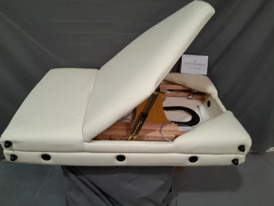 PORTABLE WHITE LEATHER LOOK MASSAGE TABLE