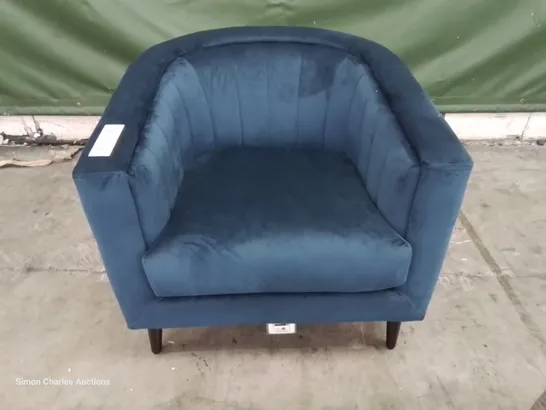 DESIGNER ADWEN TUB CHAIR BLUE VELVET 