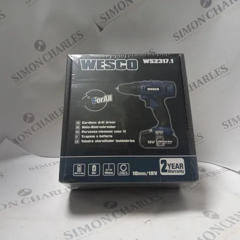 SEALED BOXED WESCO 10MM/18V CORDLESS DRILL DRIVER WS2317.1