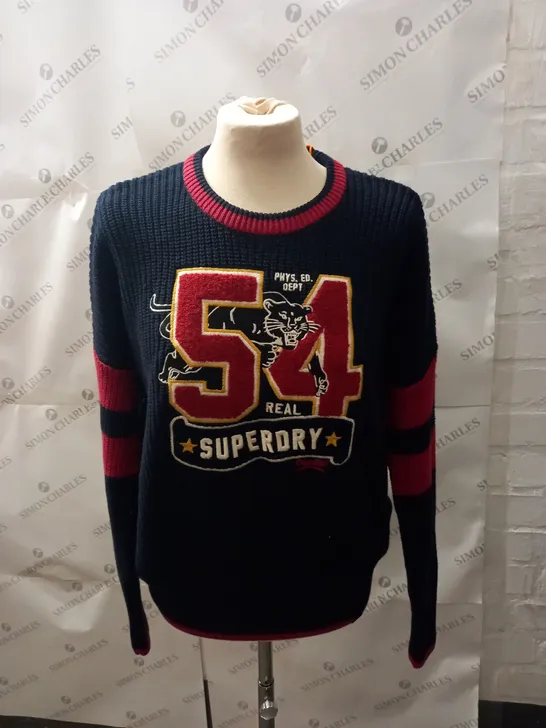 SUPERDRY VARSITY RIBBED JUMPER SIZE 12