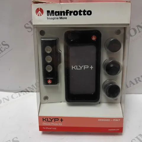 APPROXIMATELY 14 BOXED MANFROTTO KLYP+ DELUXE PHOTO KIT FOR IPHONE 5/5S