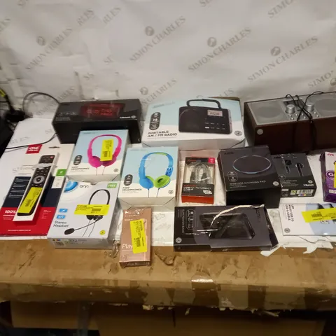 LOT OF APPROX 10 ASSORTED ITEMS TO INCLUDE ASDA RADIO, ONE FOR ALL REMOTE, AND ASDA KIDS HEADPHONES ETC.