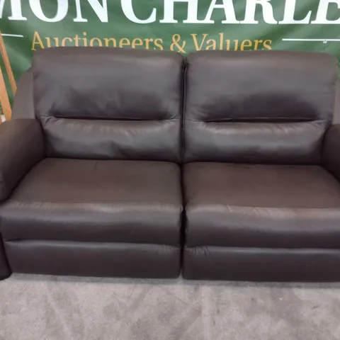 DESIGNER ITALIAN MADE AVOLA BROWN LEATHER ELECTRIC RECLINING THREE SEATER SOFA