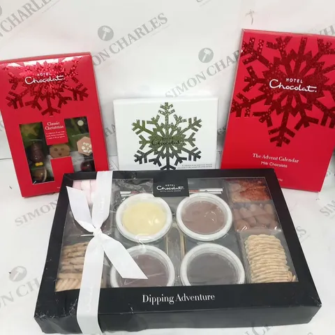APPROXIMATELY SEVEN ASSORTED HOTEL CHOCOLAT PRODUCTS TO INCLUDE; DIPPING ADVENTURE, CLASSIC CHRISTMAS, THE ADVENT CALENDER AND THE WINTER PUDDINGS