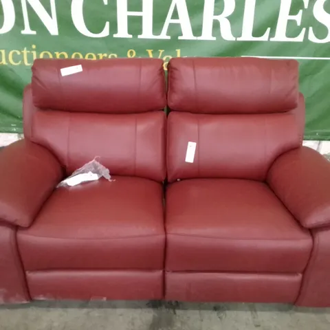 QUALITY ITALIAN DESIGNER PATRIZIO 2 SEATER ELETRIC RECLINER SOFA - DARK RED LEATHER