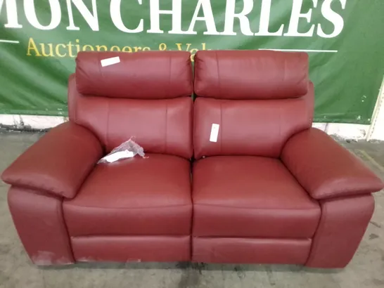 QUALITY ITALIAN DESIGNER PATRIZIO 2 SEATER ELETRIC RECLINER SOFA - DARK RED LEATHER