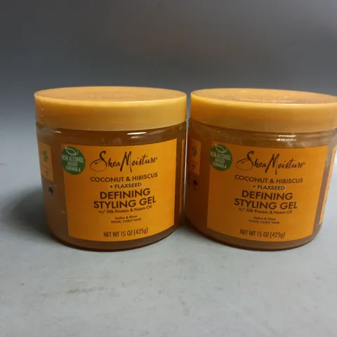 2 SHEA MOISTURE COCONUT & HIBISCUS + FLAXSEED DEFINING STYLING GEL 425g 