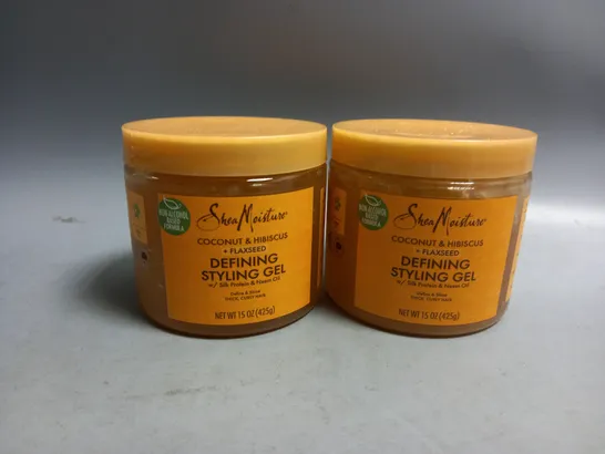 2 SHEA MOISTURE COCONUT & HIBISCUS + FLAXSEED DEFINING STYLING GEL 425g 