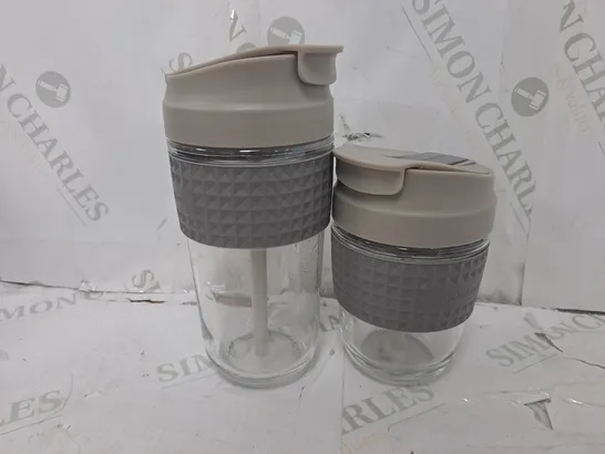 LOCK & LOCK SET OF 2 GLASS MUGS WITH SILICONE HANDLE 350ML & 500ML