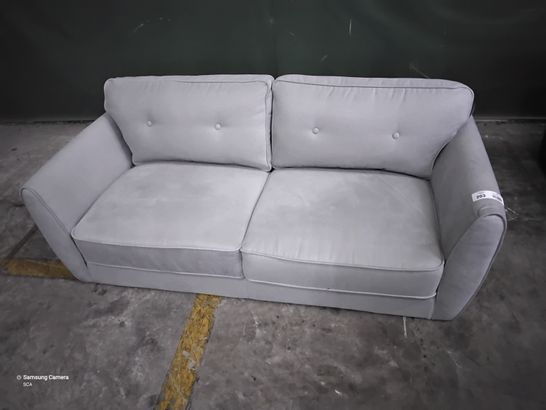 DESIGNER GREY FABRIC FIXED THREE SEATER SOFA 