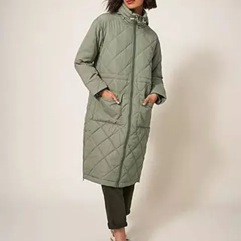 WHITE STUFF LORENA QUILTED COAT IN MID GREEN SIZE 22 