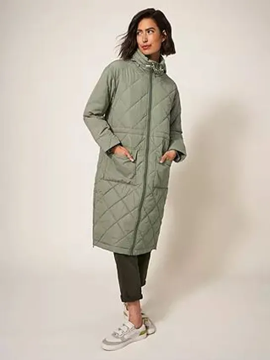 WHITE STUFF LORENA QUILTED COAT IN MID GREEN SIZE 22 