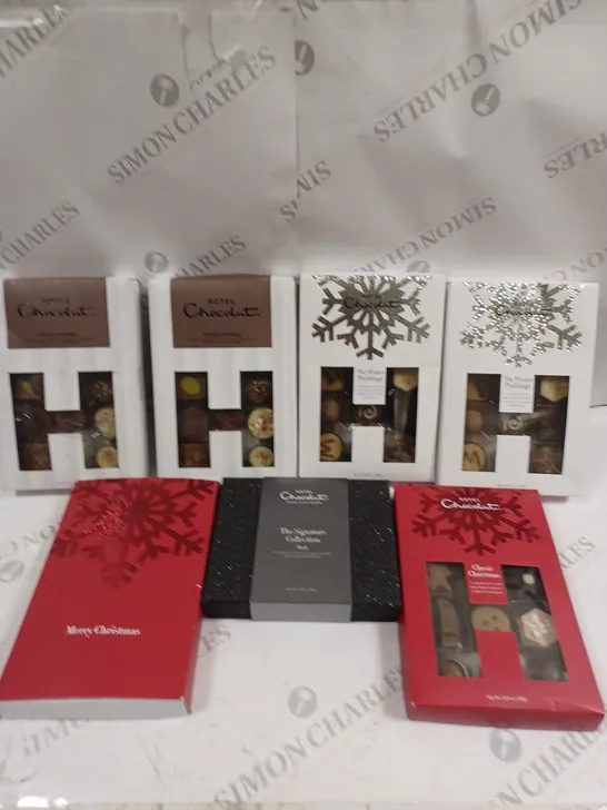 7 X ASSORTED HOTEL CHOCOLAT SELECTIONS TO INCLUDE THE WINTER PUDDINGS, CLASSIC CHRISTMAS, SIGNATURE COLLECTION ETC 