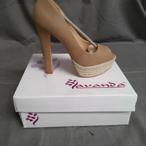 AVANDA LADIES HIGH HEELED PEEP TOE BEIGE SHOES SIZE EU 36