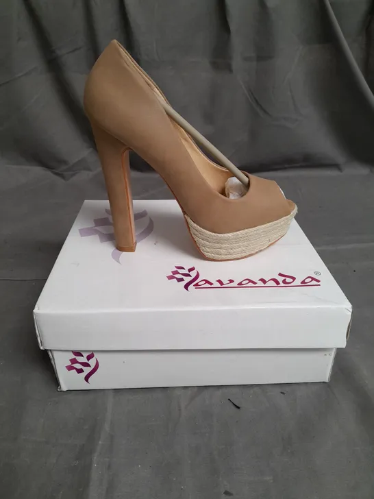 AVANDA LADIES HIGH HEELED PEEP TOE BEIGE SHOES SIZE EU 36