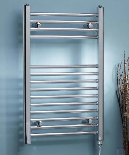 BOXED ELECTRIC STRAIGHT XHROME TOWEL RAIL 500 × 1200 WITH 300W ELEMENT ESTR512C