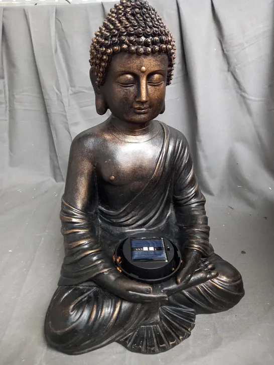 BOXED GRAZING BUDDHA SOLAR GARDEN STATUE 