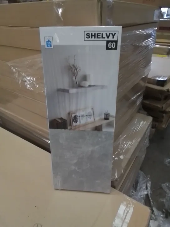 BRAND NEW AND BOXED SHELVY-60 SET OF 5 WALL SHELFS - COLOUR: STRUCTURED CONCRETE (1 BOX)