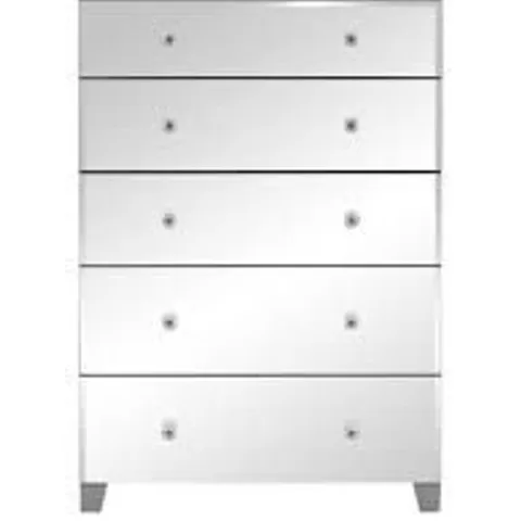 BOXED GRADE 1 BELLAGIO 5 DRAWER CHEST GREY/MIRRORED