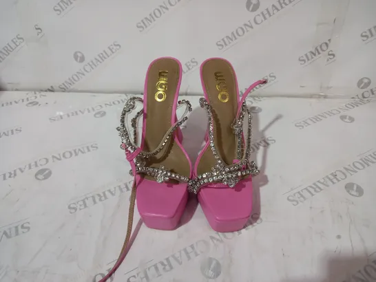 EGO PINK STILETTO HIGH PLATFORM HEELS WITH DIAMOND DECORTION SIZE 6