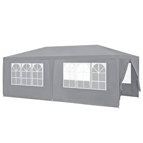 BOXED MCKINNON 6M X 3M STEEL PARTY TENT, GREY (1 BOX)