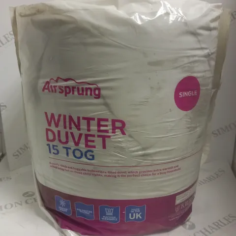 AIRSPRUNG WINTER SINGLE DUVET 15 TOG 