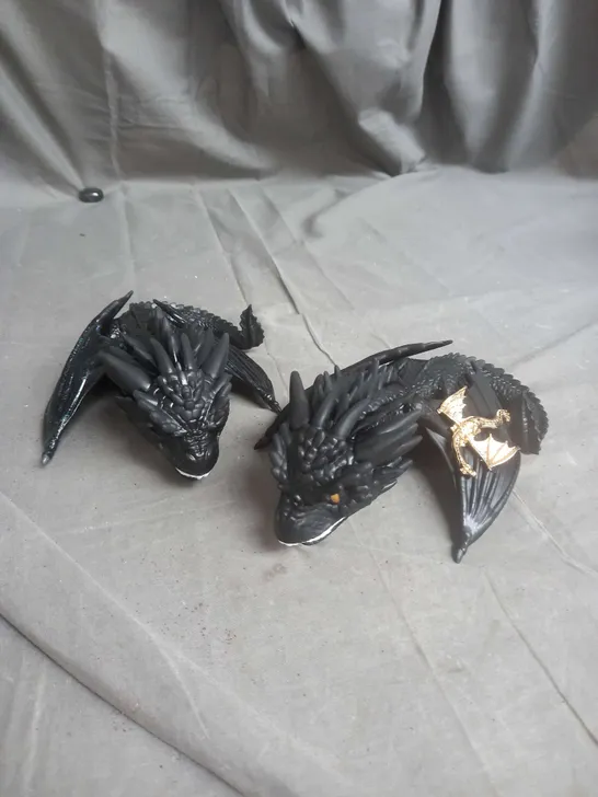 PACK OF 2 DECORATIVE DRAGON STATUES IN BLACK