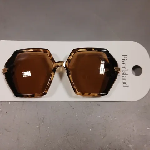 RIVER ISLAND HEXAGON BROWN SUNGLASSES 