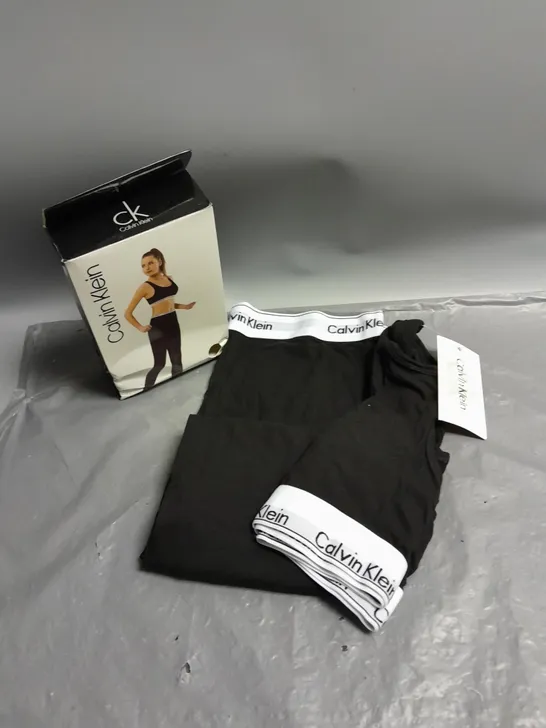 CALVIN KLEIN LADIES CROP TOP AND LEGGINGS SET BLACK M