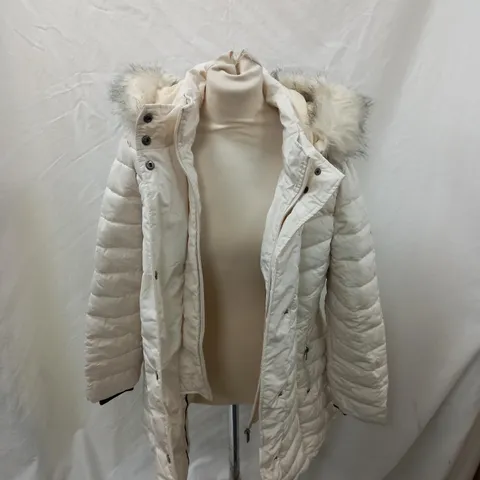 CENTIGRADE FAUX DOWN CHAMPAGNE COAT LARGE