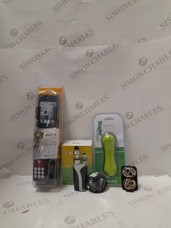 LOT OF APPROX 20 ASSORTED ITEMS TO INCLUDE - STAPLER - IKUU IBO VAPE - HANDSFREE CAR KIT ECT