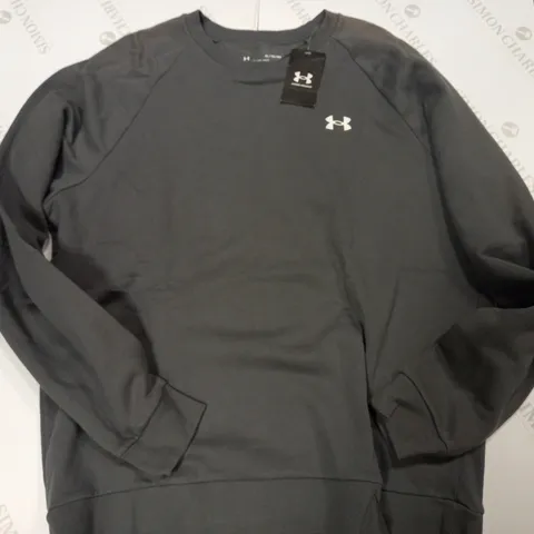 UNDER ARMOUR RIVAL FITTED CREW SWEATER IN DARK GREY - XL