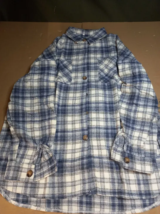 UNBRANDED OVERSIZED OVER SHIRT IN BLUE & WHITE PICNIC EFFECT - SIZE UNSPECIFIED