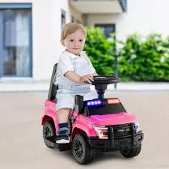 BOXED 6V KIDS RIDE ON POLICE CAR WITH SIDE MEGAPHONE - WHITE (1 BOX)