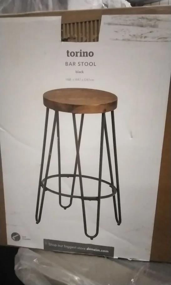 BOXED TORINO BAR STOOL IN BLACK- H68 X W47 X D47 CM