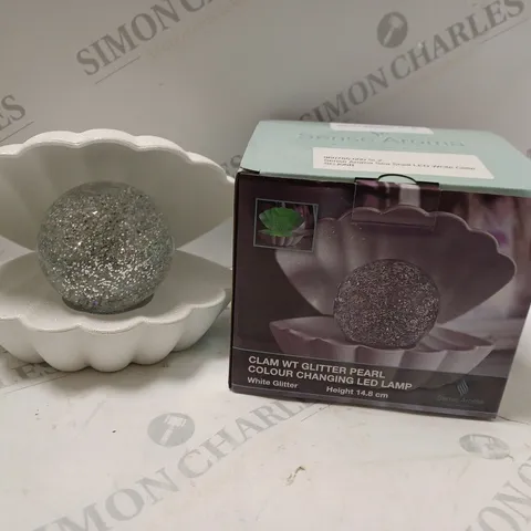 BOXED SENSE AROMA SEA SHELL LED COLOUR CHANGING LAMP - WHITE GLITTER