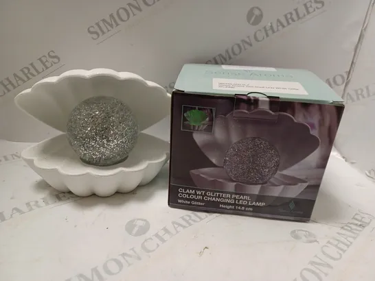 BOXED SENSE AROMA SEA SHELL LED COLOUR CHANGING LAMP - WHITE GLITTER