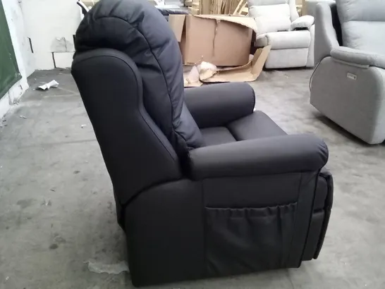 QUALITY BRITISH DESIGNER G PLAN NEWMARKET LARGE DUAL ELEVATE ARMCHAIR L854 CAMBRIDGE BLACK LEATHER 