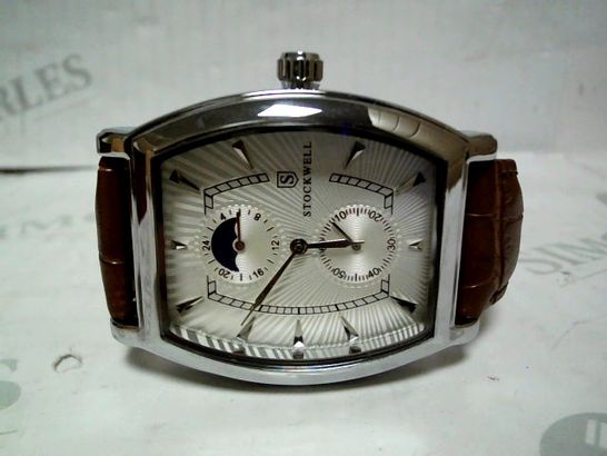 DESIGNER STOCKWELL DAY & NIGHT LEATHER STRAP WRISTWATCH  RRP £650