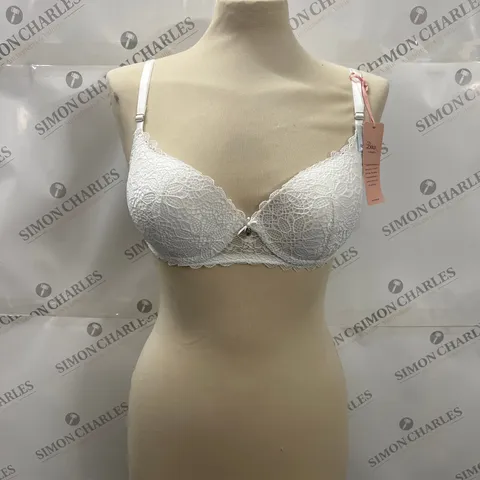 BOUX AVENUE PIPER BALCONETTE BRA IN WHITE SIZE 32D