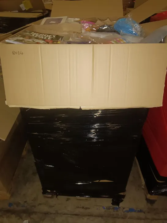 PALLET OF ASSORTED ITEMS TO INCLUDE SAFETY GLASSES, CRAFT AND PARTY PACKS AND ARTIFICIAL FOAM FLOWERS