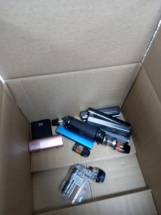 BOX OF APPROXIMATELY 10 ASSORTED E-CIG PRODUCTS TO INCLUDE ASPIRE, XLIM, NOVO ETC