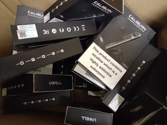 APPROXIMATELY 20 ASSORTED BOXED UWELL CALIBURN VAPING PRODUCTS TO INCLUDE A2 POD SYSTEM AND A3 POD SYSTEM 