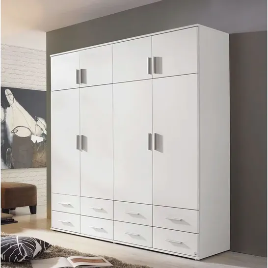 BOXED MULLICAN 8 DOOR WARDROBE PEARL WHITE (4 BOXES)