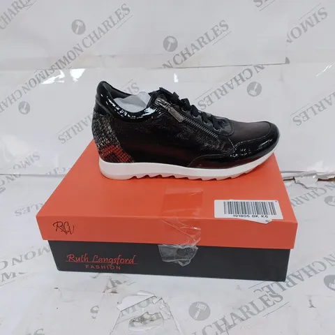 BOXED RUTH LANGSFORD BLACK WEDGE TRAINERS- SIZE 6 